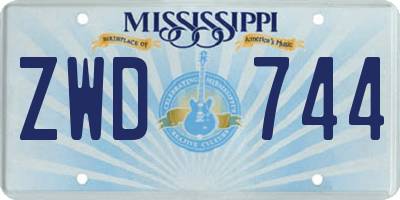 MS license plate ZWD744