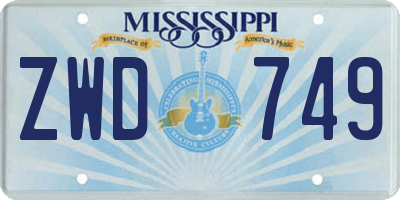 MS license plate ZWD749