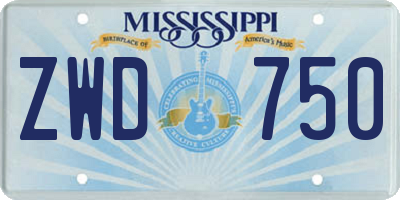 MS license plate ZWD750