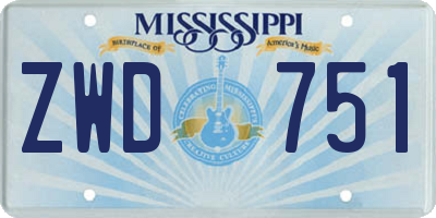 MS license plate ZWD751