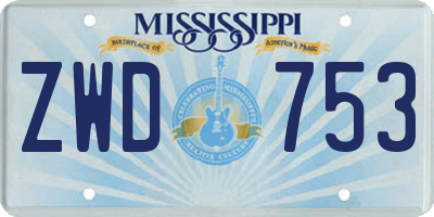 MS license plate ZWD753