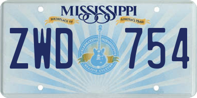 MS license plate ZWD754