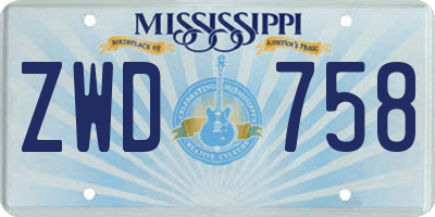 MS license plate ZWD758
