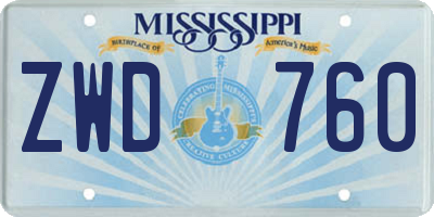 MS license plate ZWD760
