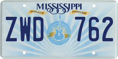 MS license plate ZWD762