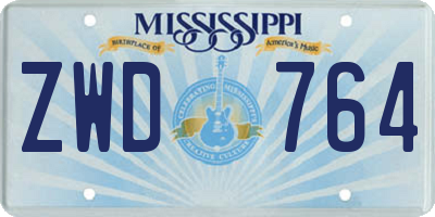 MS license plate ZWD764