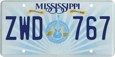 MS license plate ZWD767