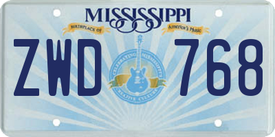 MS license plate ZWD768