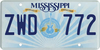 MS license plate ZWD772