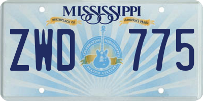 MS license plate ZWD775