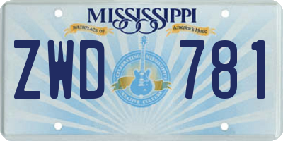 MS license plate ZWD781