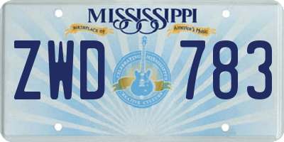 MS license plate ZWD783