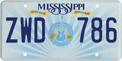 MS license plate ZWD786