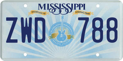MS license plate ZWD788