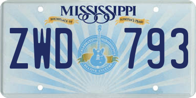 MS license plate ZWD793