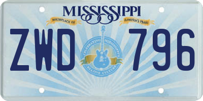 MS license plate ZWD796