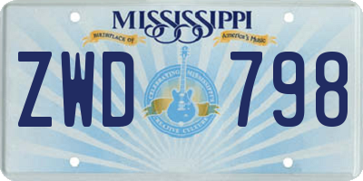 MS license plate ZWD798
