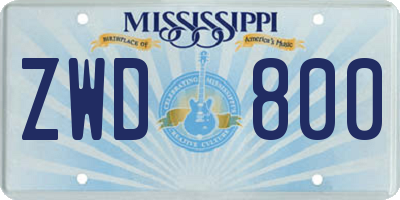 MS license plate ZWD800