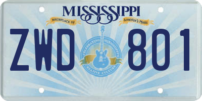 MS license plate ZWD801