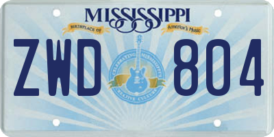 MS license plate ZWD804