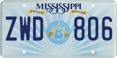 MS license plate ZWD806