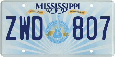 MS license plate ZWD807