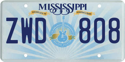 MS license plate ZWD808