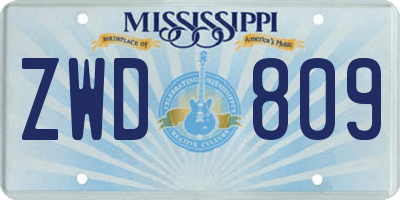 MS license plate ZWD809