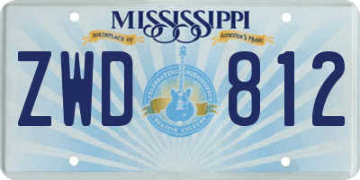 MS license plate ZWD812