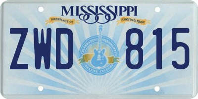 MS license plate ZWD815