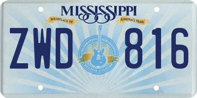 MS license plate ZWD816