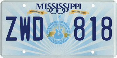 MS license plate ZWD818