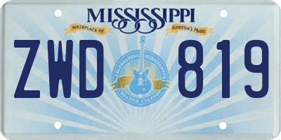 MS license plate ZWD819