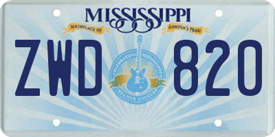 MS license plate ZWD820