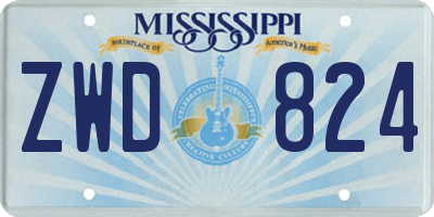 MS license plate ZWD824