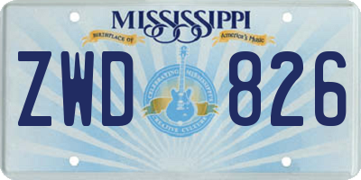MS license plate ZWD826