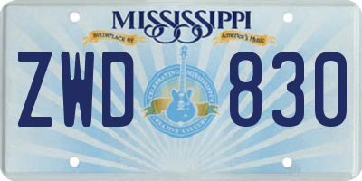MS license plate ZWD830