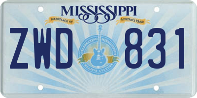 MS license plate ZWD831