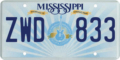 MS license plate ZWD833