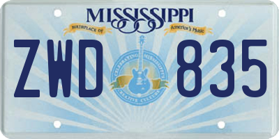 MS license plate ZWD835