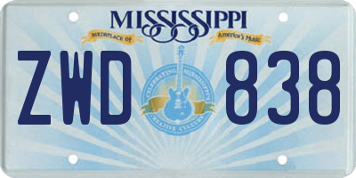 MS license plate ZWD838