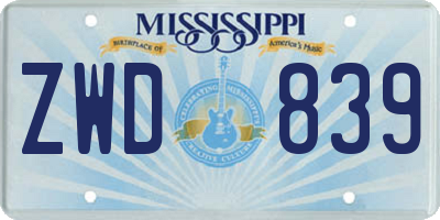 MS license plate ZWD839