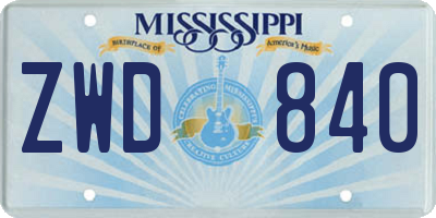 MS license plate ZWD840