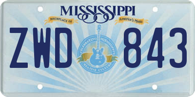MS license plate ZWD843