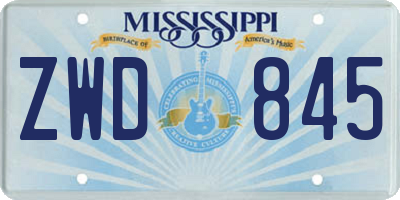 MS license plate ZWD845