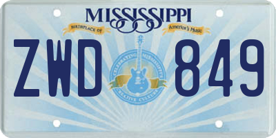 MS license plate ZWD849