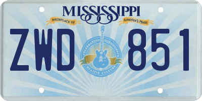 MS license plate ZWD851
