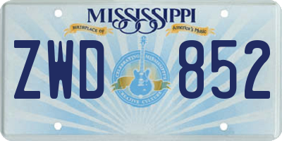 MS license plate ZWD852