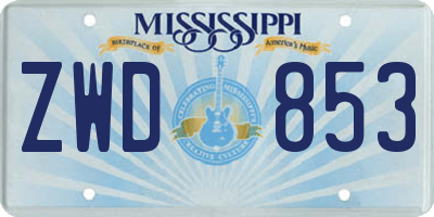 MS license plate ZWD853