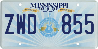 MS license plate ZWD855